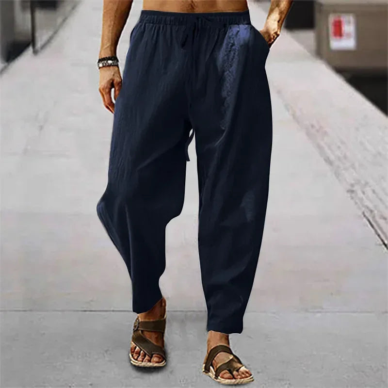 Linnen broek heren met zachte wassing – Relaxed effect