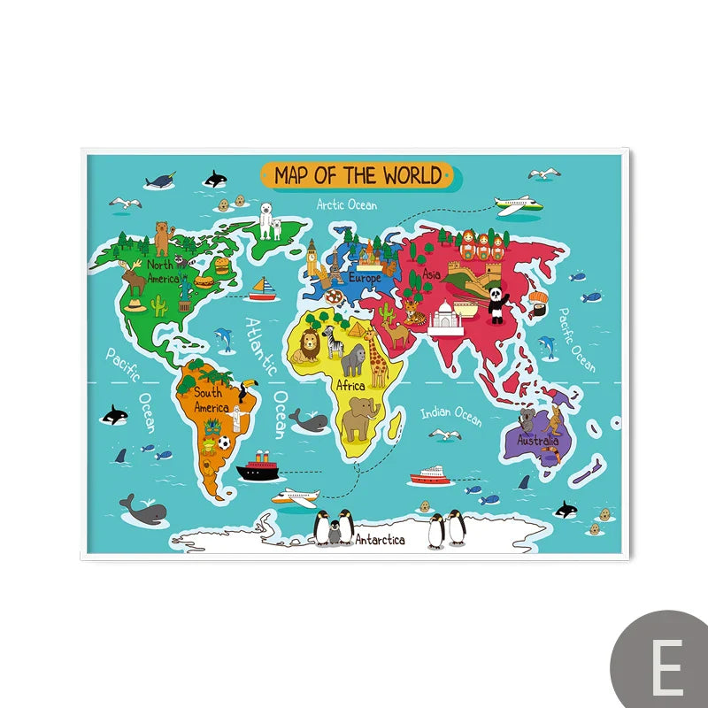 Wanddecoratie wereldkaart in Scandinavische stijl
