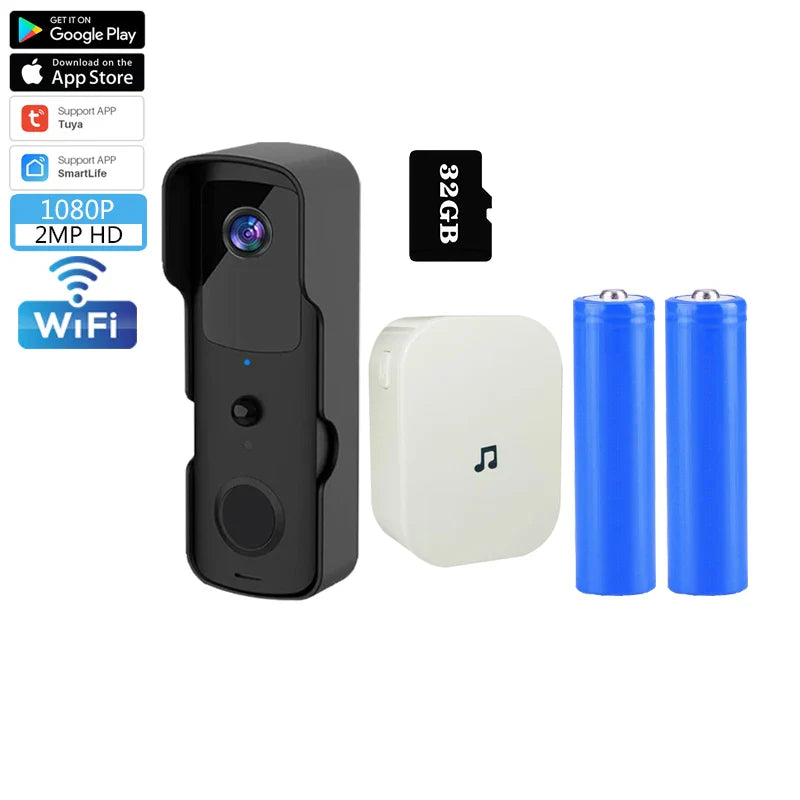 Draadloze video deurbel met oplaadbare batterij