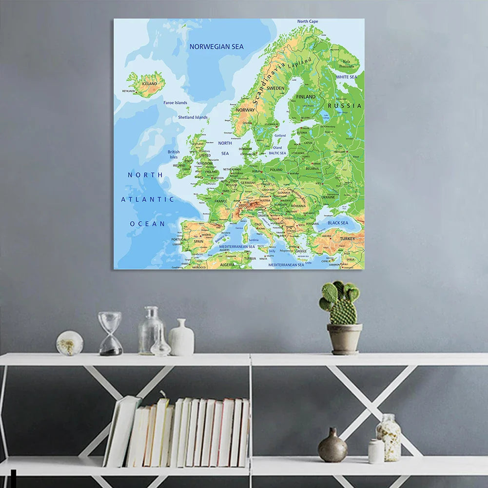 Wanddecoratie wereldkaart van canvas – Kunstzinnig en sfeervol