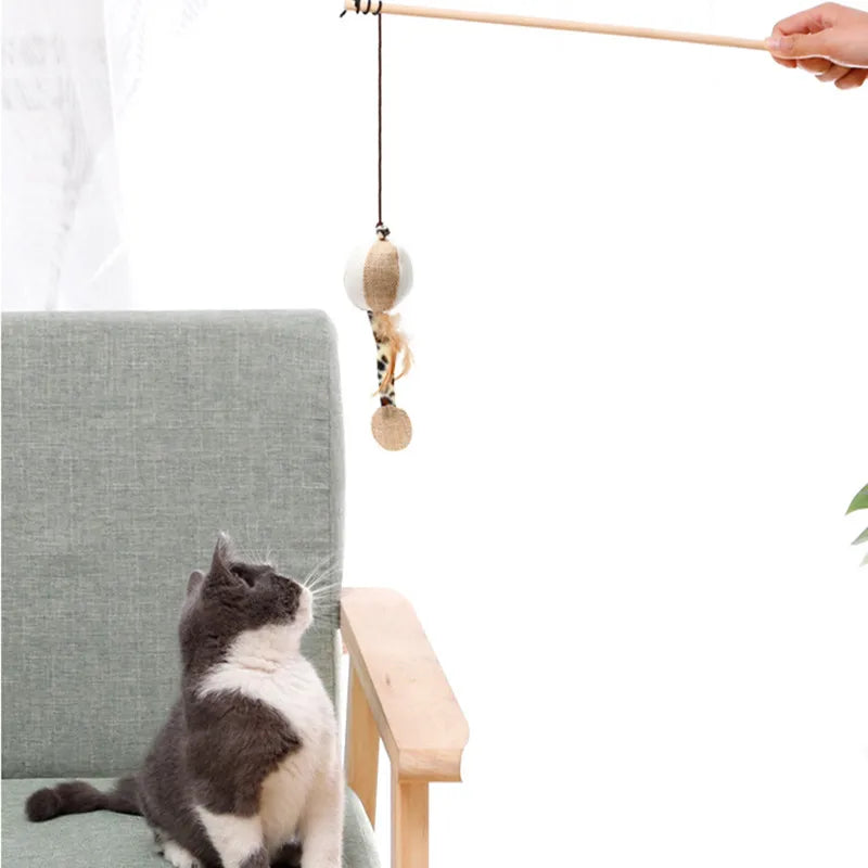 Kattenspeeltje met veren – Stimuleert jachtinstinct