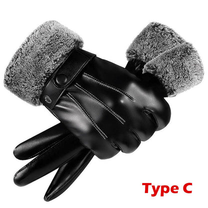 Thermische bescherming met leren herenhandschoenen