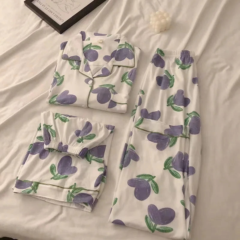 Dames pyjama katoen met stretch