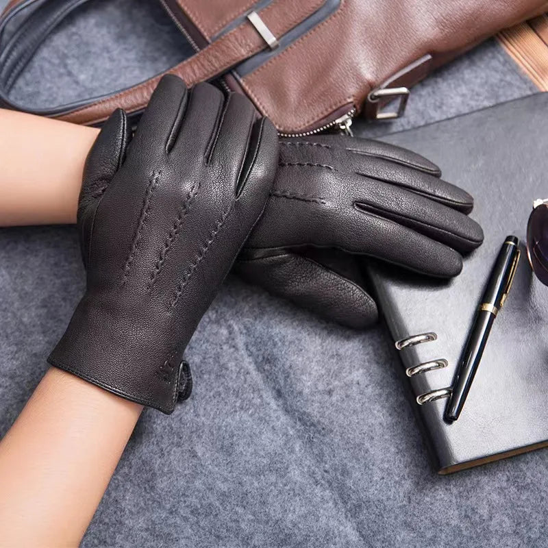 Koudebestendige leren handschoenen voor heren
