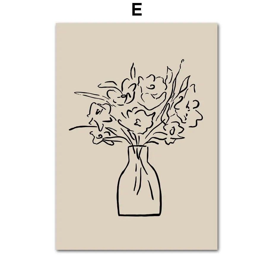 Wandposter met bloemen in vaas