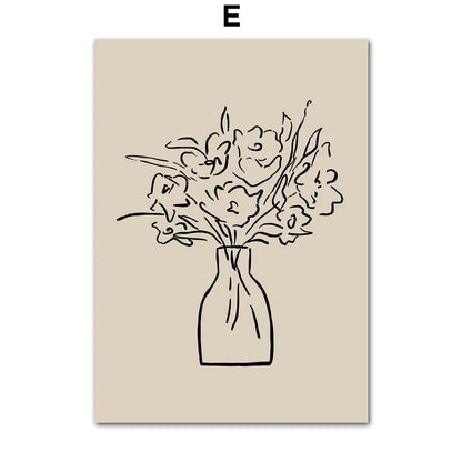 Wandposter met bloemen in vaas