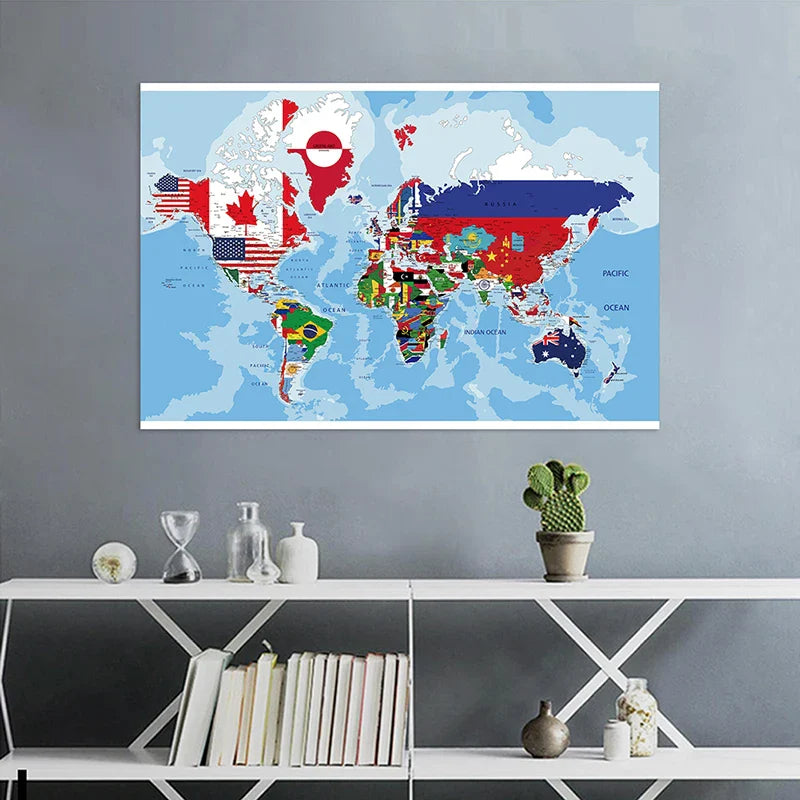 Wereldkaart op drie panelen – Voor een artistieke look
