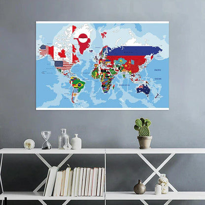 Wereldkaart op drie panelen – Voor een artistieke look
