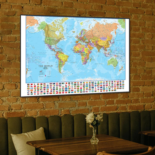 Wereldkaart in retro kleurenpalet – Speels en vintage