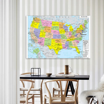 Wanddecoratie wereldkaart in warme bruintinten