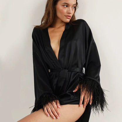 Hunkemöller dames ochtendjas satijnlook – Glanzend en luxe
