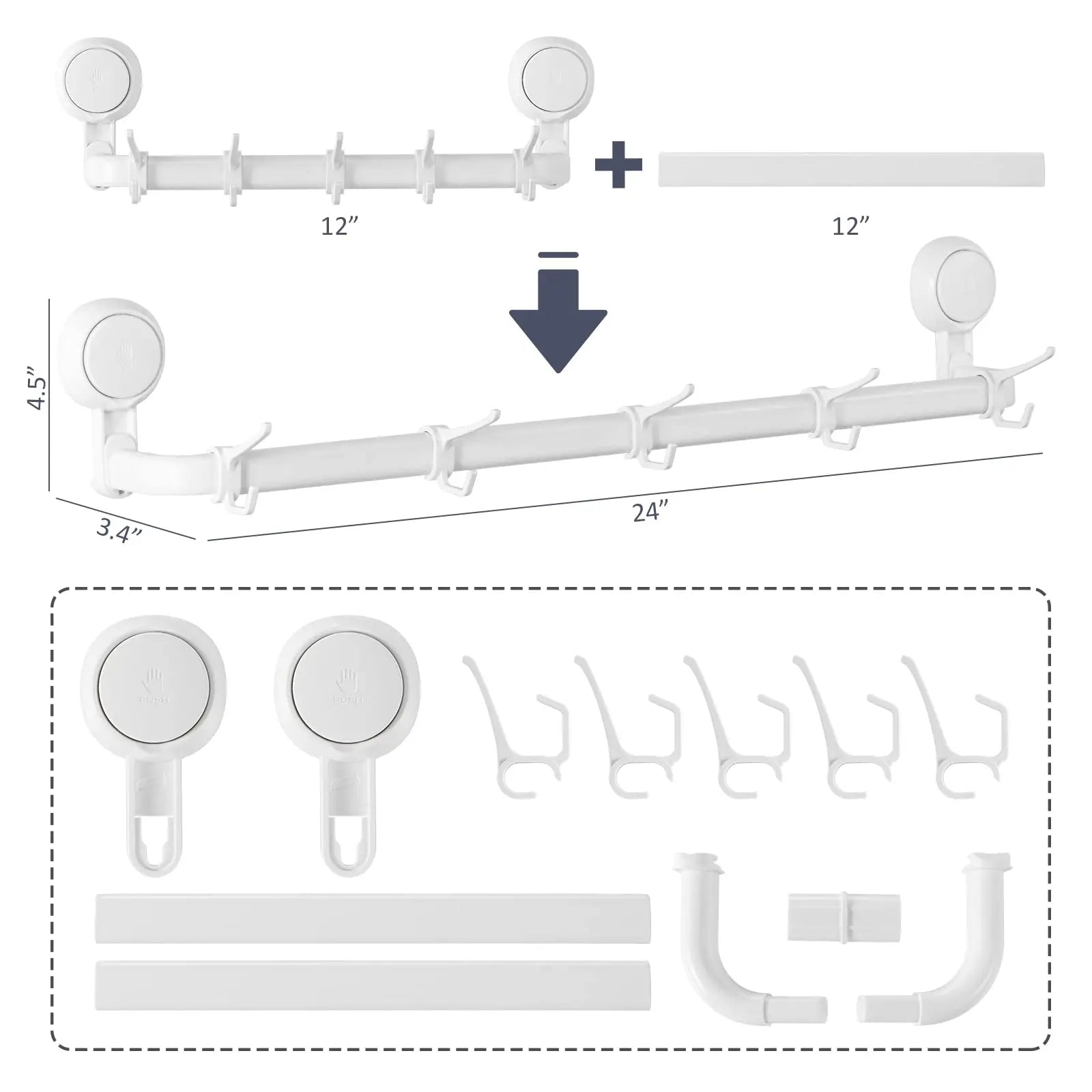Wandgemonteerd handdoekrek met 3 stangen – Compact en functioneel