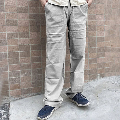 Linnen broek mannen met dubbele knoop – Extra stevigheid
