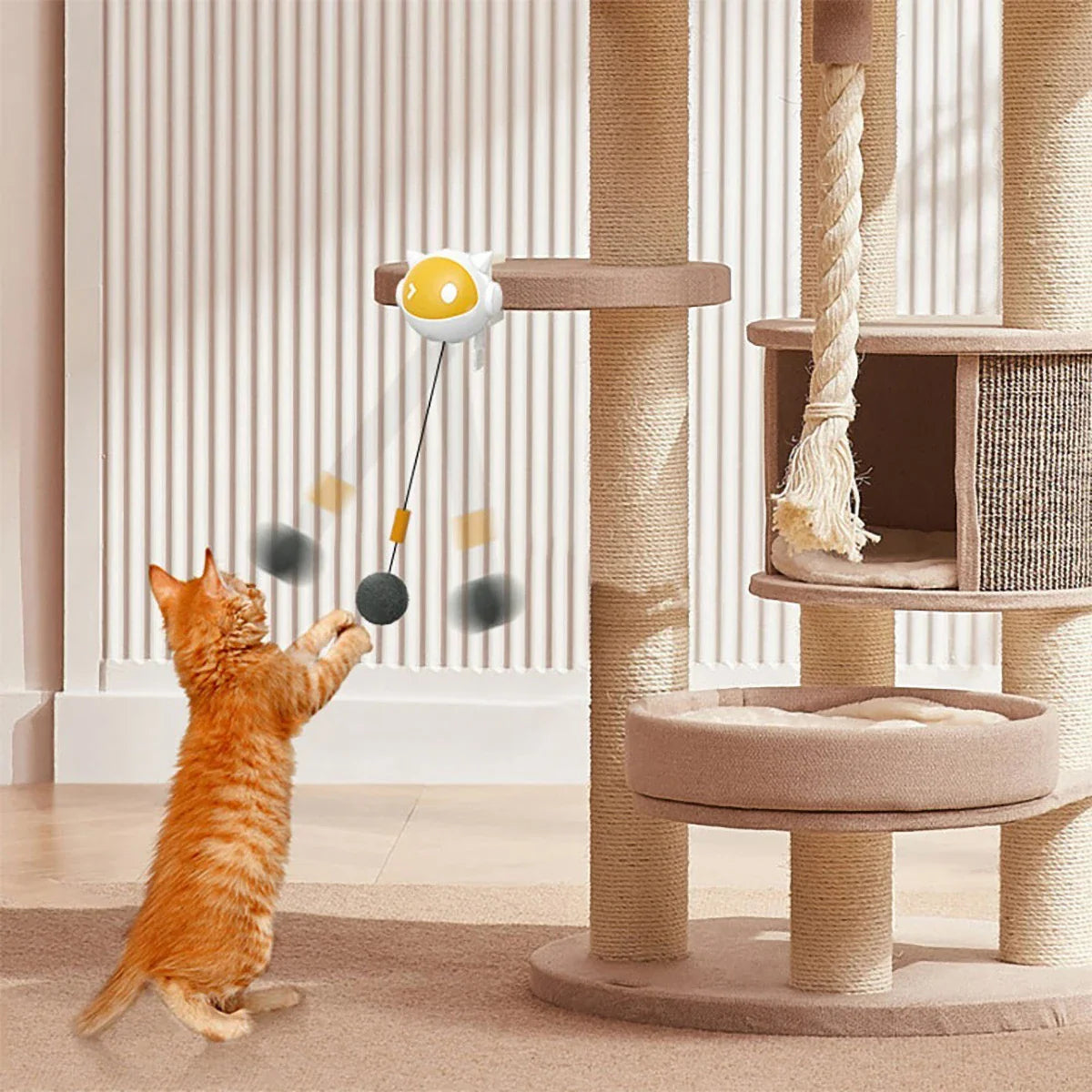 Pluche kattenspeelgoed met veertjes – Schattig en uitdagend