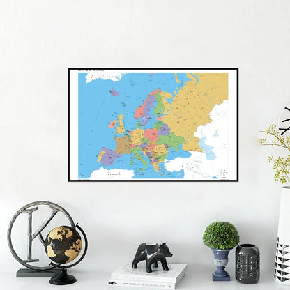 Wereldkaart op doek met ophangsysteem