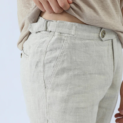 Linnenmix broek heren met knopen – Details maken het verschil