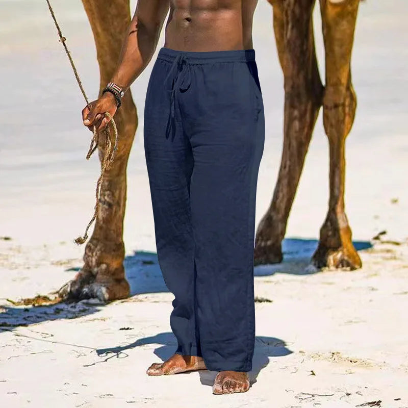 Linnen broek mannen met kreukel-effect – Relaxte stijl
