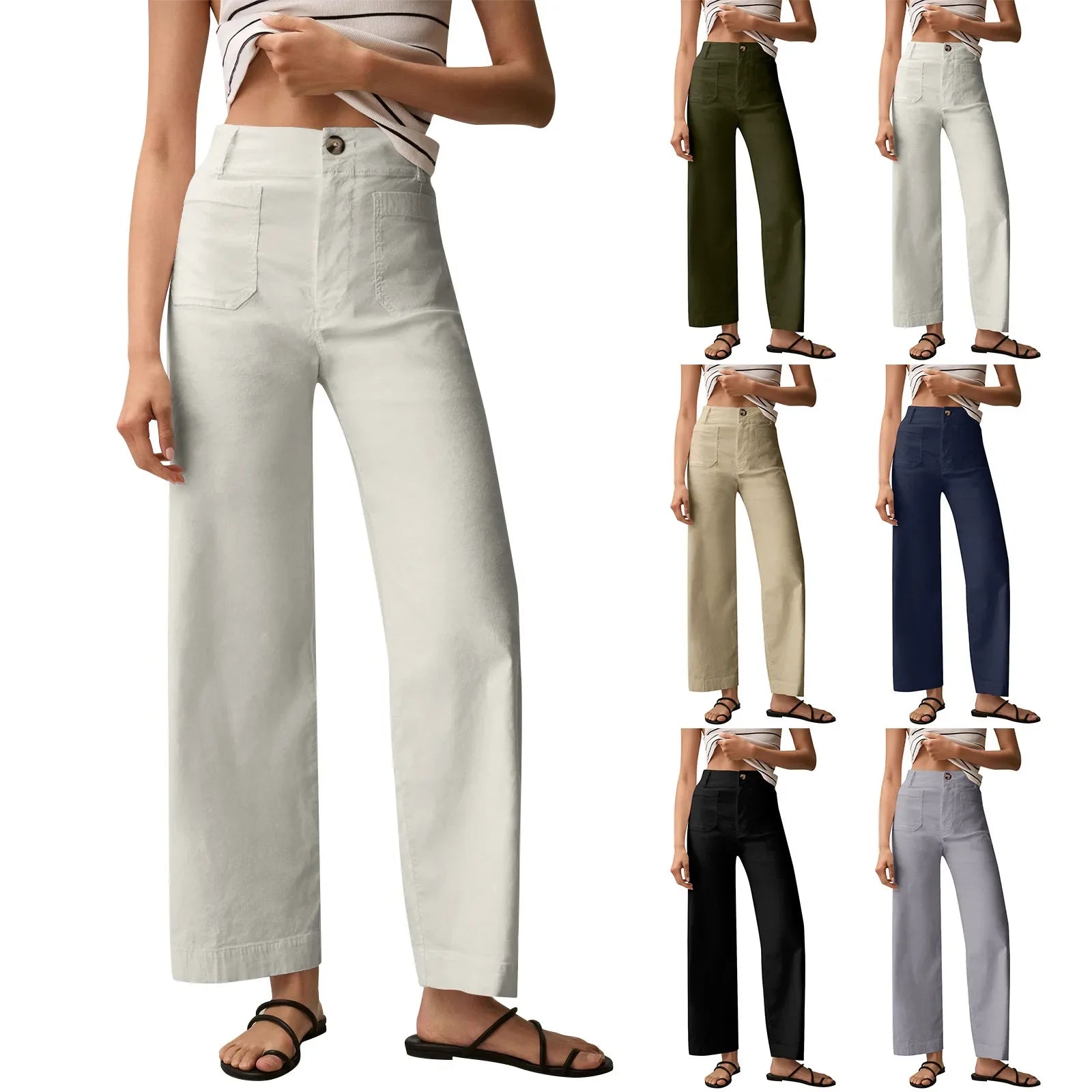 Linnen broeken dames met wijde pijpen – Relaxed fit