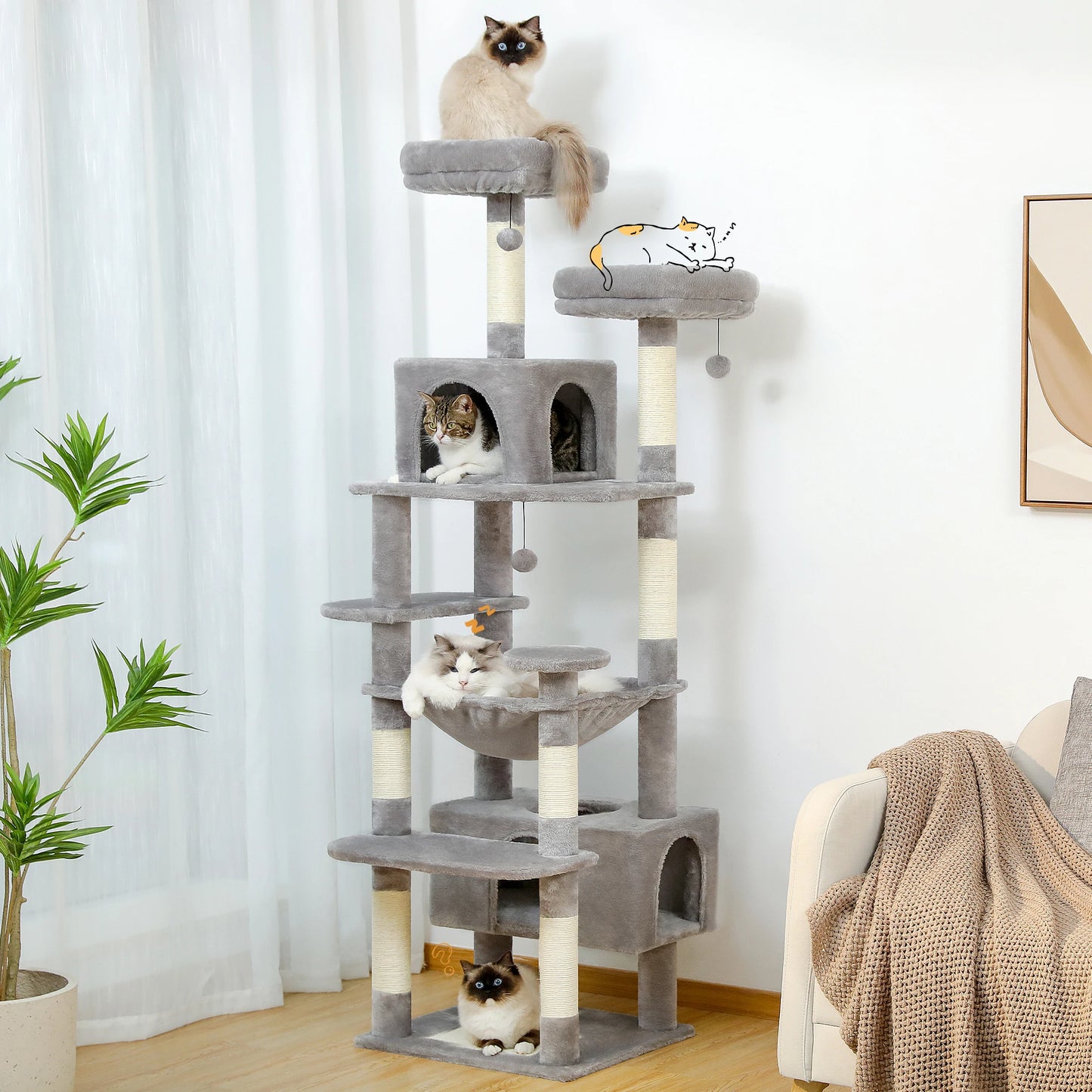 Stevige krabpaal voor actieve katten – Ideaal voor springen