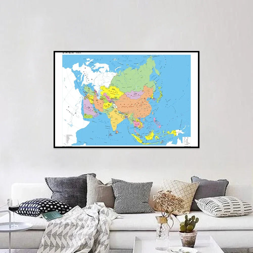 Wereldkaart op canvas voor kantoor – Professioneel en decoratief