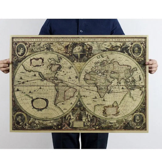Industriële wanddecoratie met wereldkaart – Stoer design