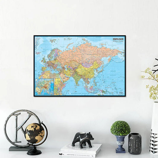 Wanddecoratie wereldkaart van canvas – Kunstzinnig en sfeervol