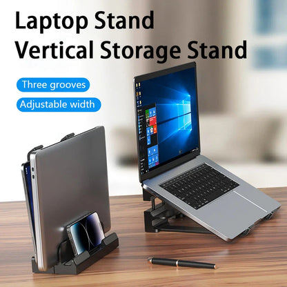 Laptop standaard met geïntegreerde houder