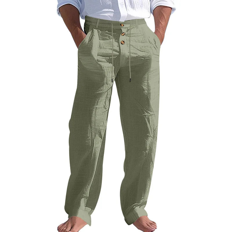 Linnen broek heren met koorddetail – Voor een nonchalante stijl