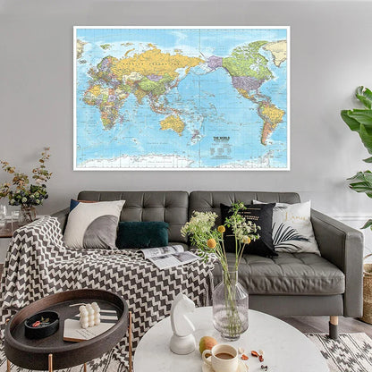 Wereldkaart op canvas voor kantoor – Professioneel en decoratief