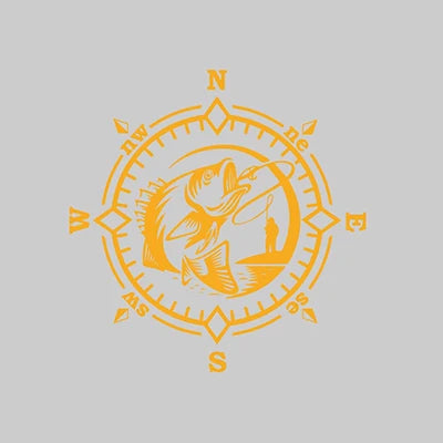 Auto stickers - Compass Design met Vissende Vis voor Avonturiers