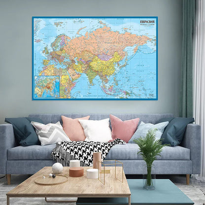 Wereldkaart met naamlabels per continent