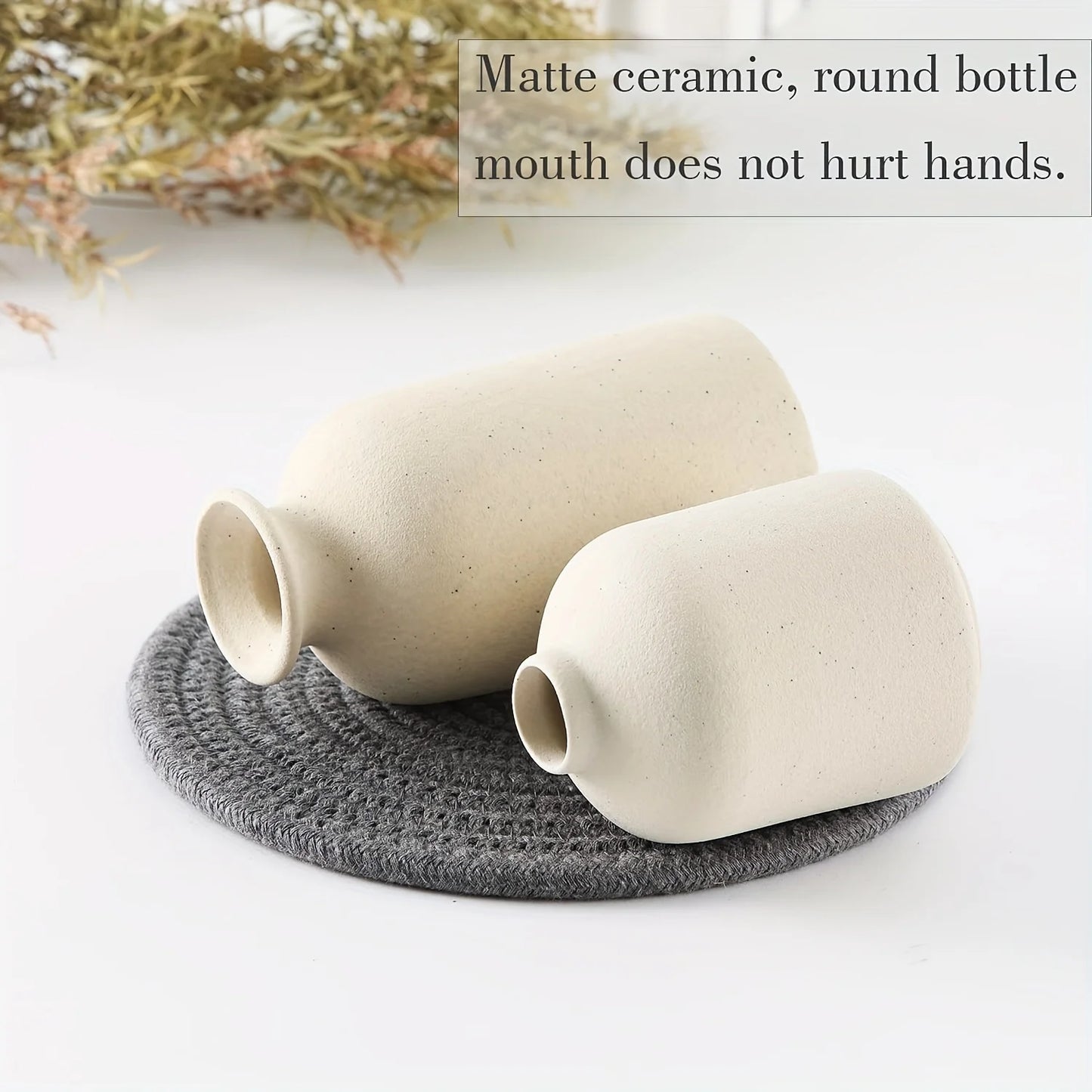Decoratie woonkamer accessoires - Set van 3 elegante vazen in zacht beige voor een serene sfeer