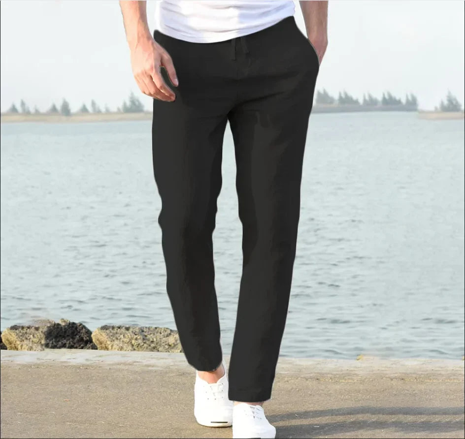 Linnenmix broek heren met knopen – Details maken het verschil