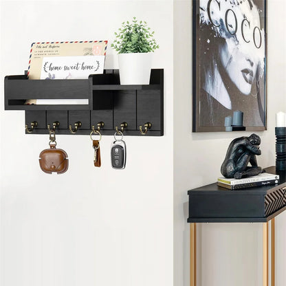 Decoratie woonkamer accessoires - Muurrek met haken en opbergvakken voor een georganiseerde entree