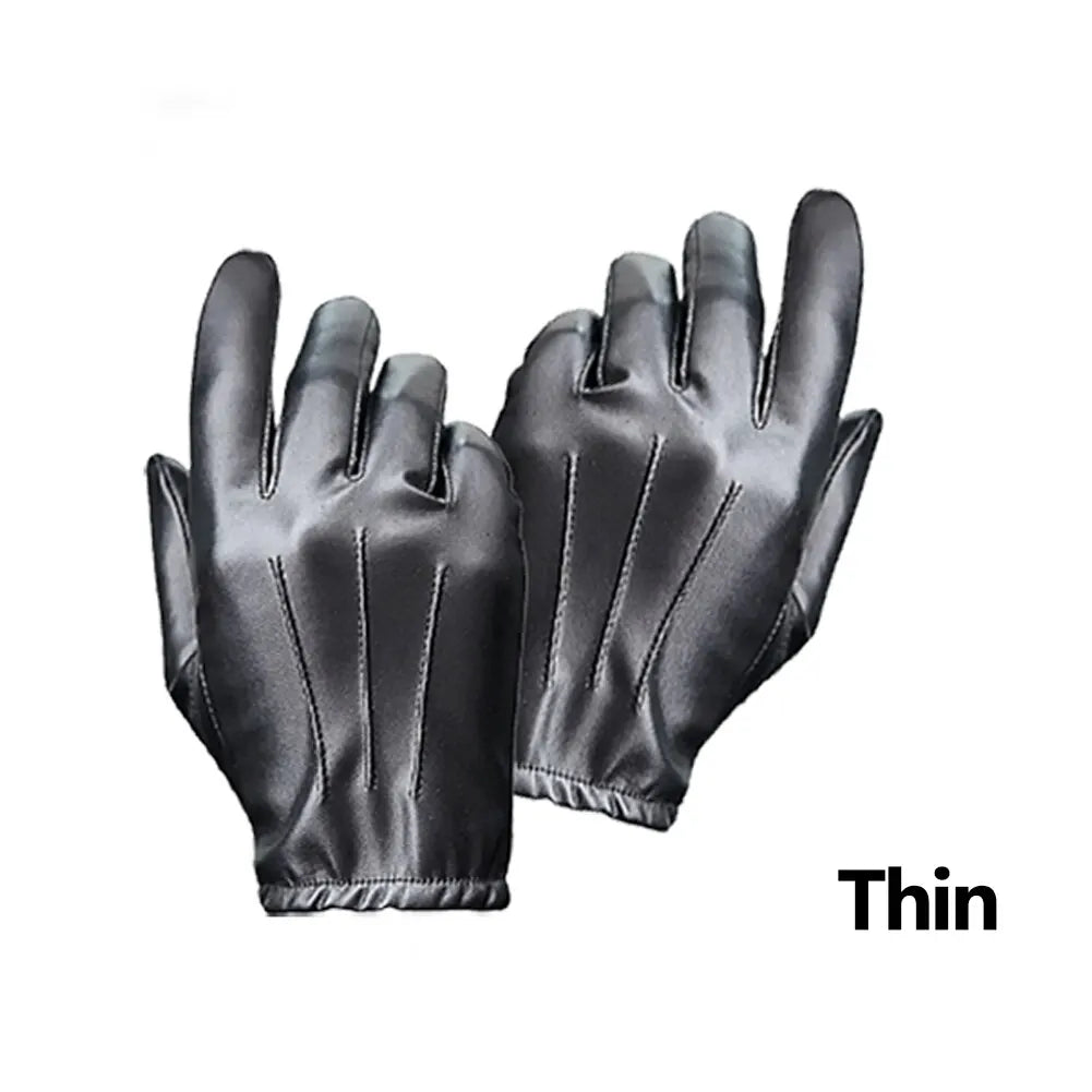 Zwartleren herenhandschoenen met manchet