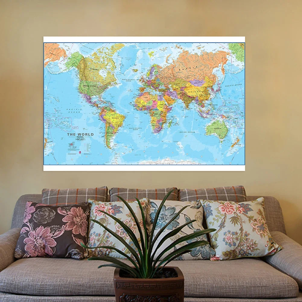 Wereldkaart op drie panelen – Voor een artistieke look