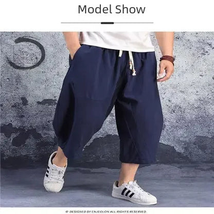 Linnen broek mannen met koordsluiting – Sportieve afwerking