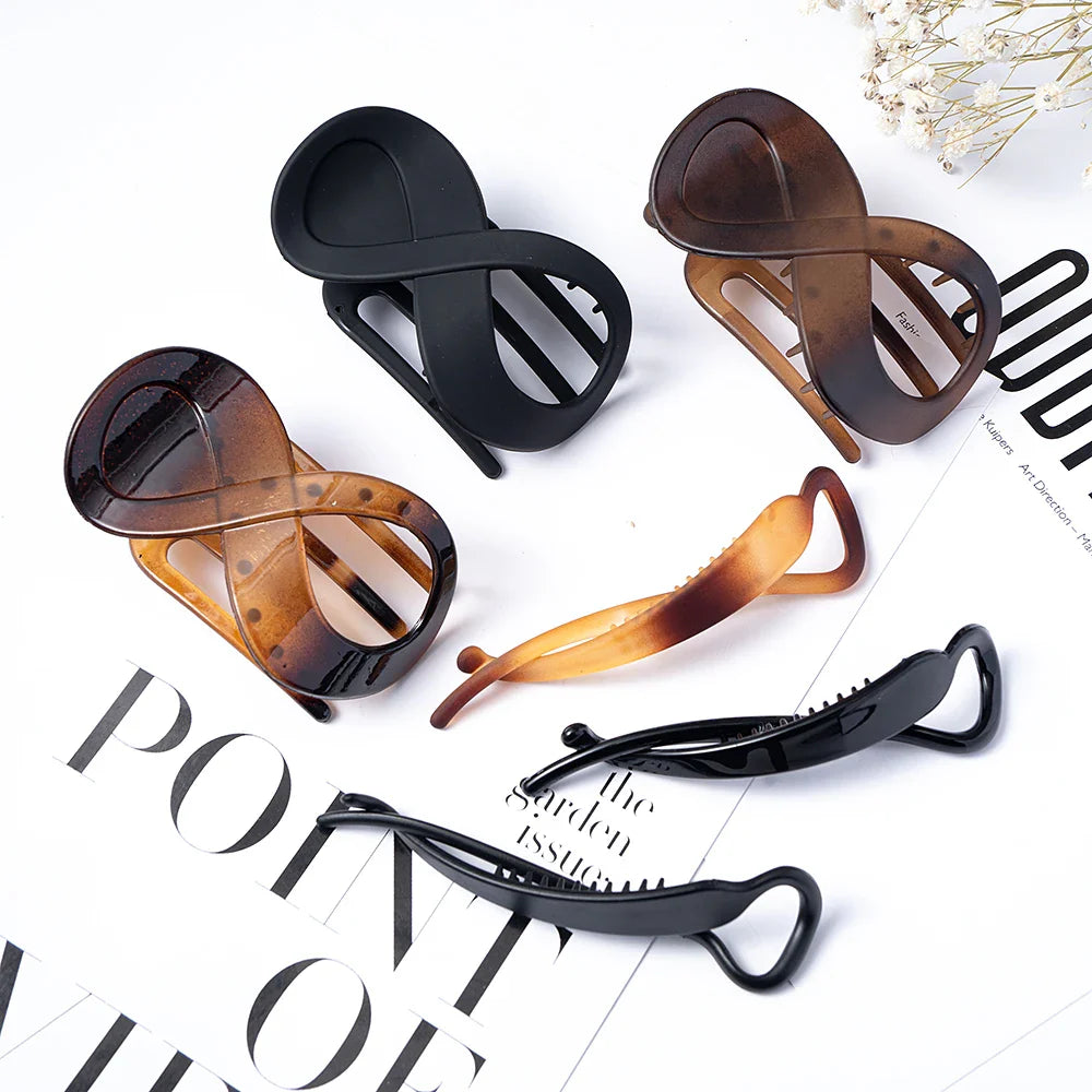 Set haarclips met moderne print