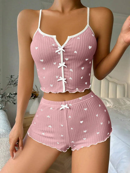 Dames pyjama met open halslijn