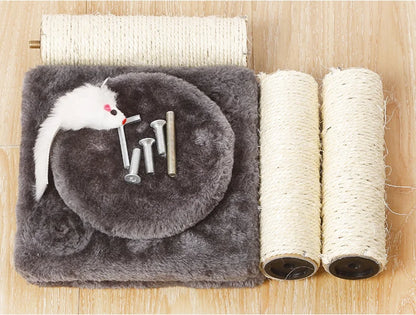 Houten kattenpaal met moderne vormen – Minimalistische charme