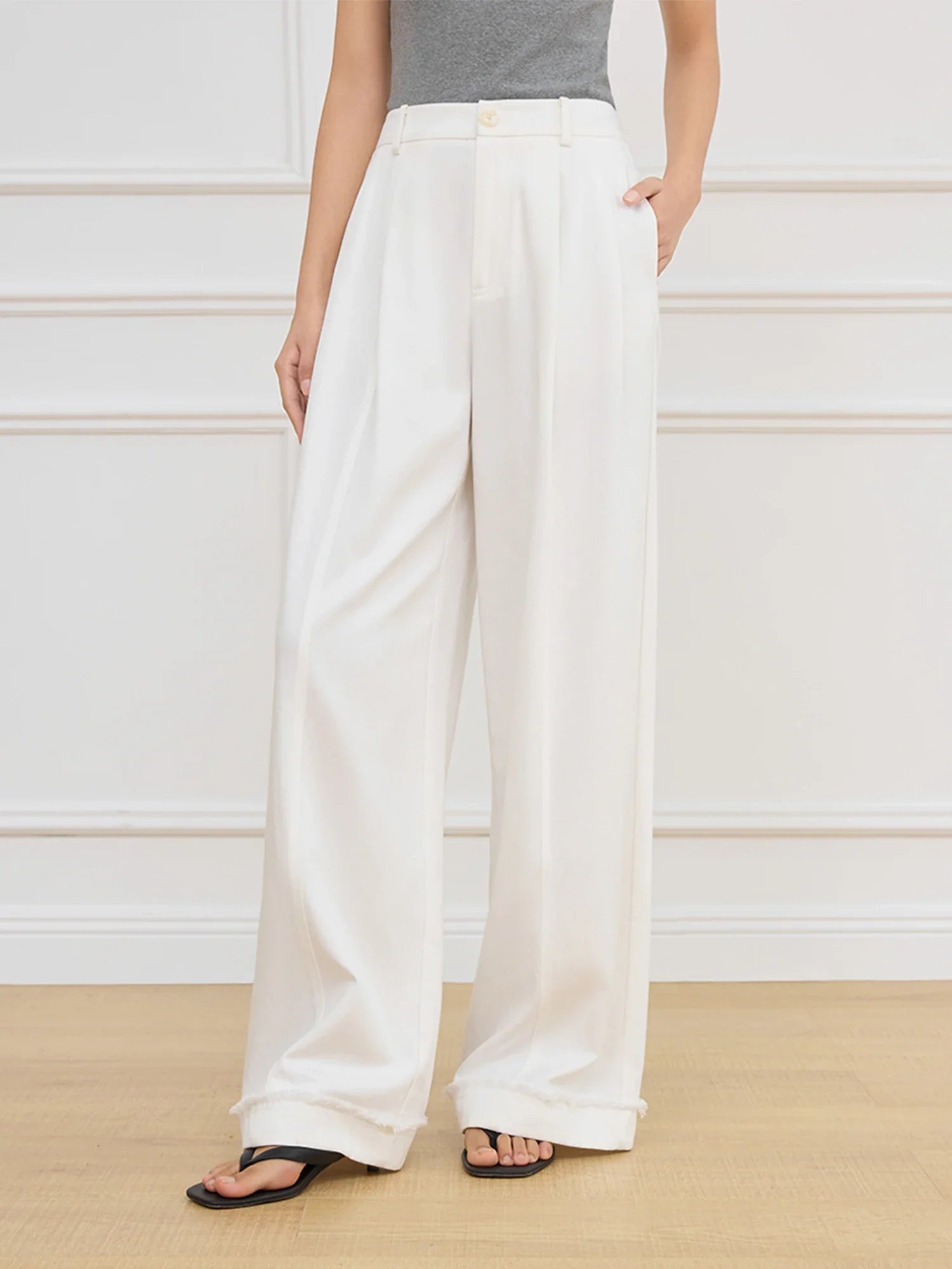 H&M linnen broek dames in zachtroze – Zomers en fris