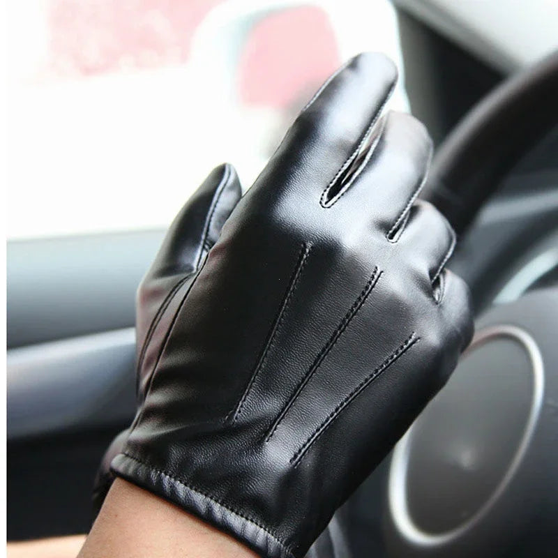Winddichte leren handschoenen voor heren