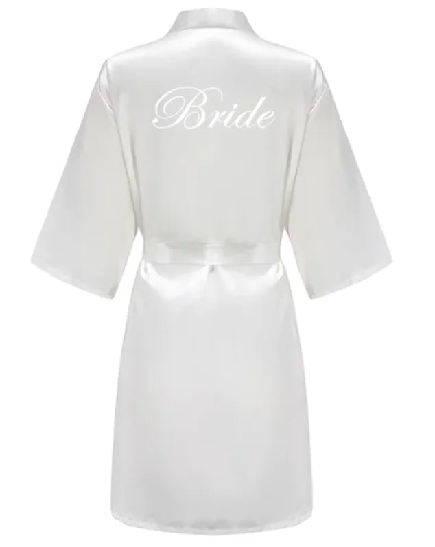 Ochtendjas dames zomer - Elegante zijde met gouden opdruk voor bruiloft