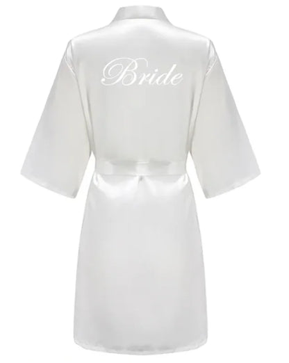 Ochtendjas dames zomer - Elegante zijde met gouden opdruk voor bruiloft
