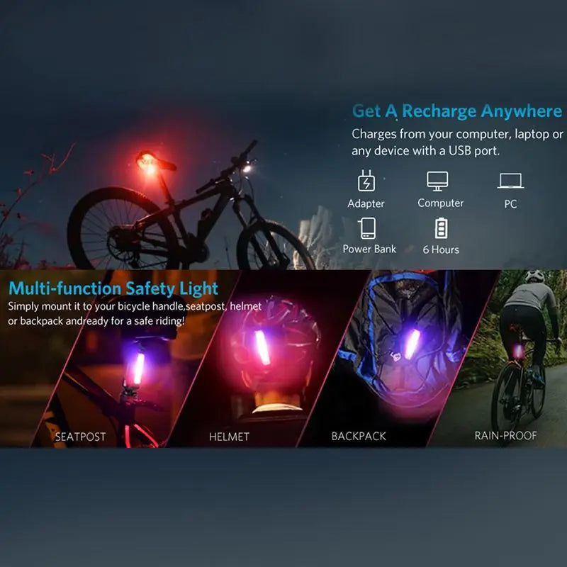 Fietslamp LED met schakelaar aan de bovenzijde