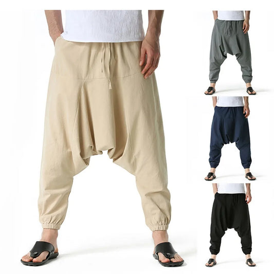 Heren linnenmix broek met knoopsluiting – Nette afwerking