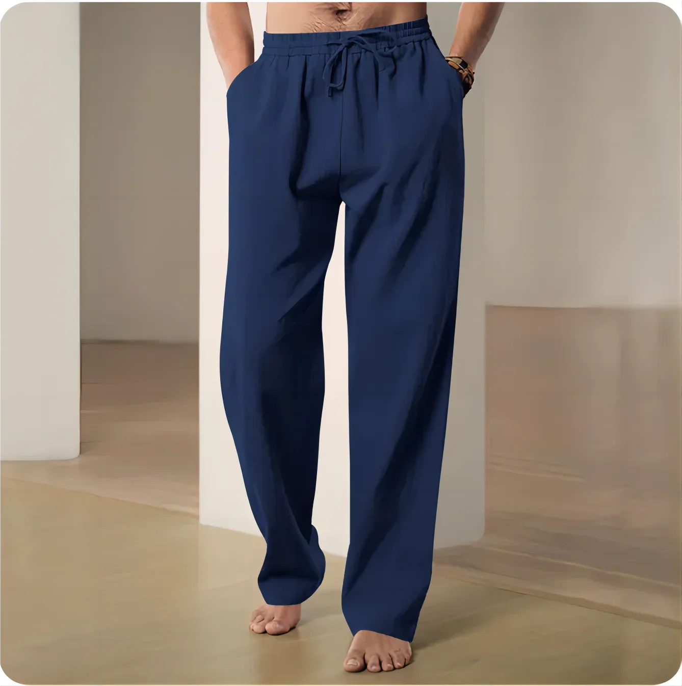 Zomerse linnen broek mannen met lichte wassing – Casual uitstraling