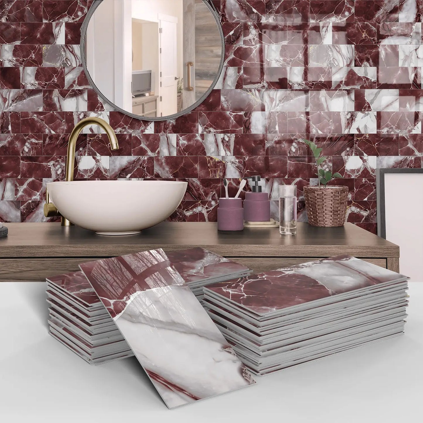 Gouden accenten in mozaiek tegels – Luxe afwerking