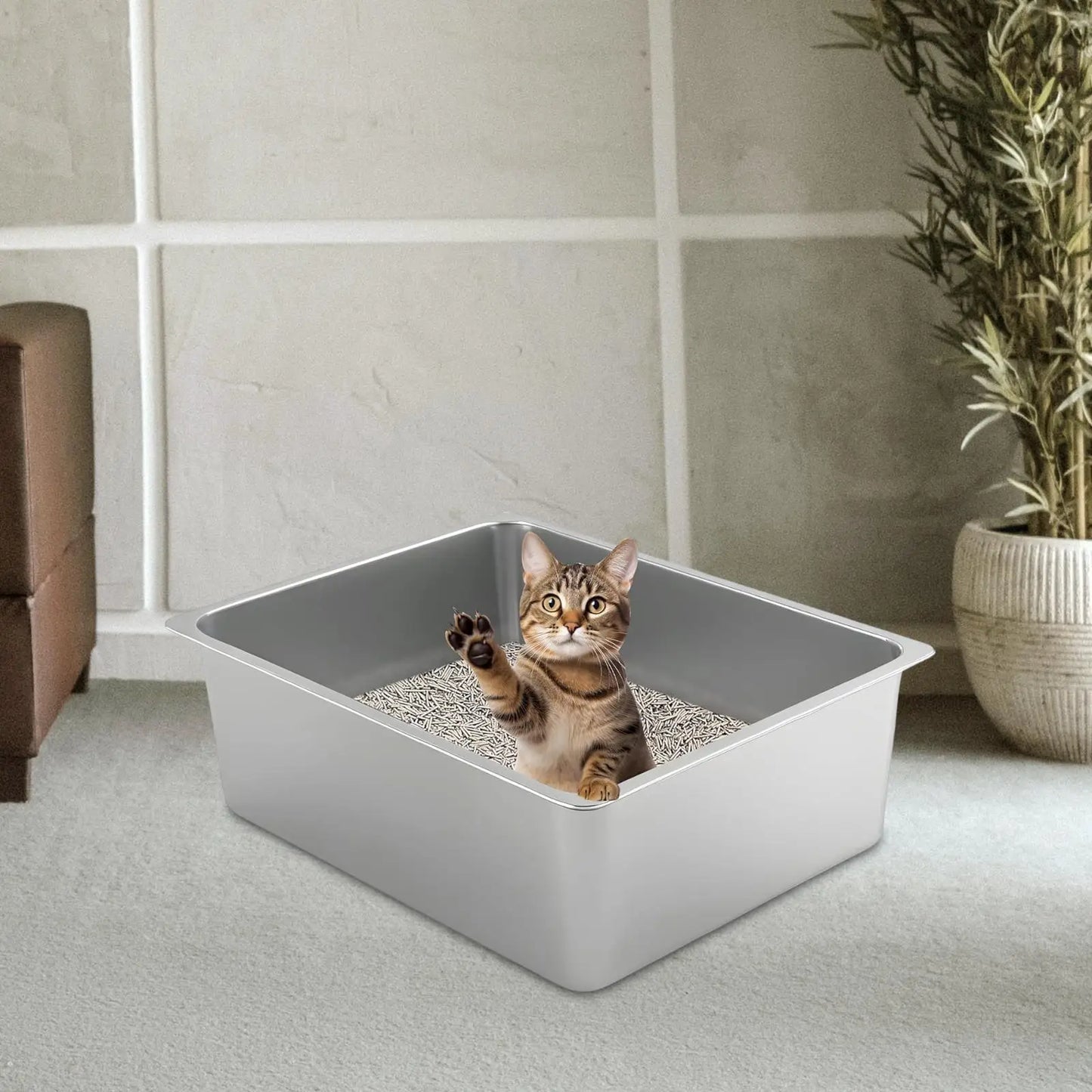 Kattenbak groot met instap aan de zijkant – Voor oudere katten