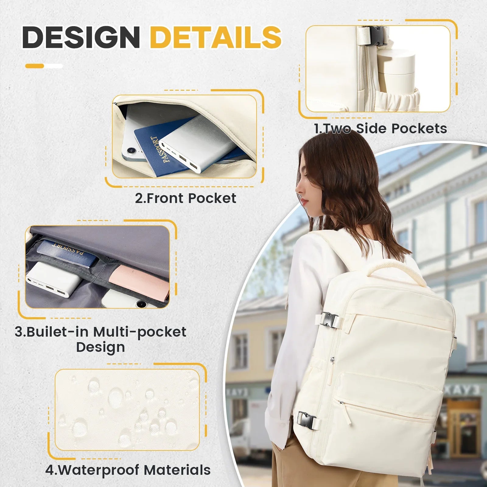 Handbagage rugzak met ergonomische schouderbanden